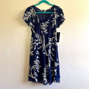 Hayley Matthews Semi Sheer Lined Smocked Puff Sleeve Feminine Dress Size M